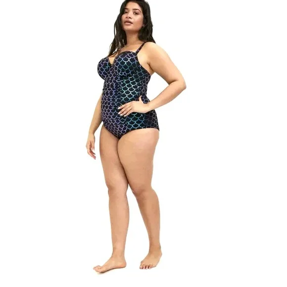 TORRID WOMENS 3-DD/F NWT Slim Fix Underwire Strappy Back One Piece Swimsuit HALO - Picture 3 of 15